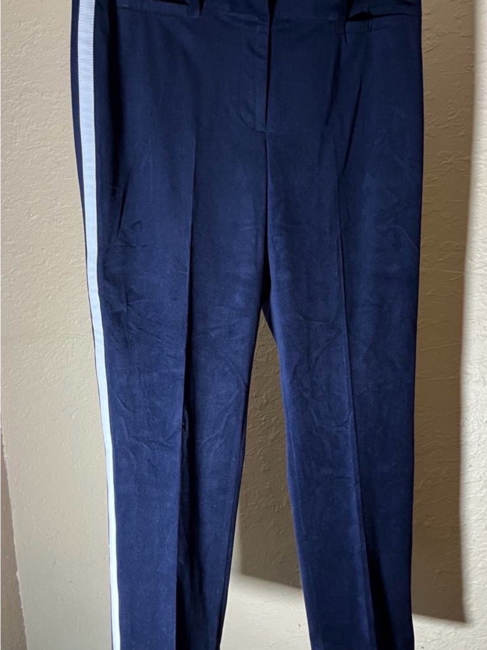 Tommy Hilfiger Navy Skinny Pants with White Side Stripe Trim